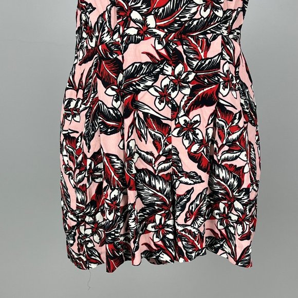 Zara Woman Sleeveless Short Romper Pink Floral 1 Piece Pockets size Medium - Picture 3 of 12